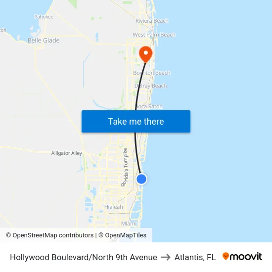 Hollywood Boulevard/North 9th Avenue to Atlantis, FL map