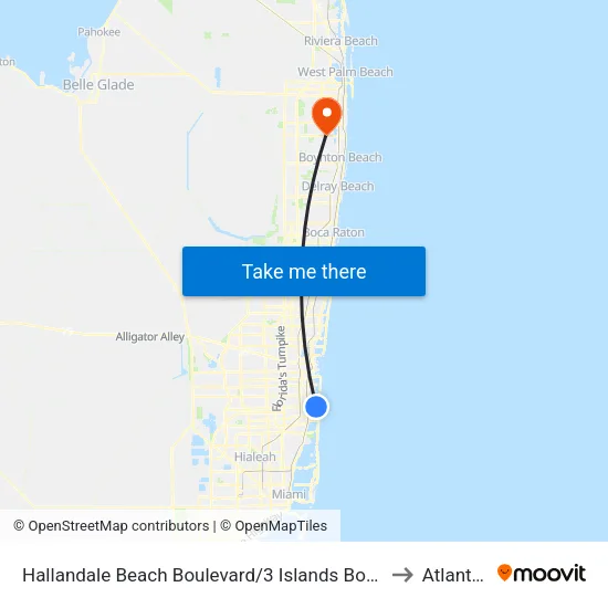 Hallandale Beach Boulevard/3 Islands Boulevard - (Walmart) to Atlantis, FL map