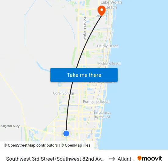 Southwest 3rd Street/Southwest 82nd Avenue (Fire Department) to Atlantis, FL map