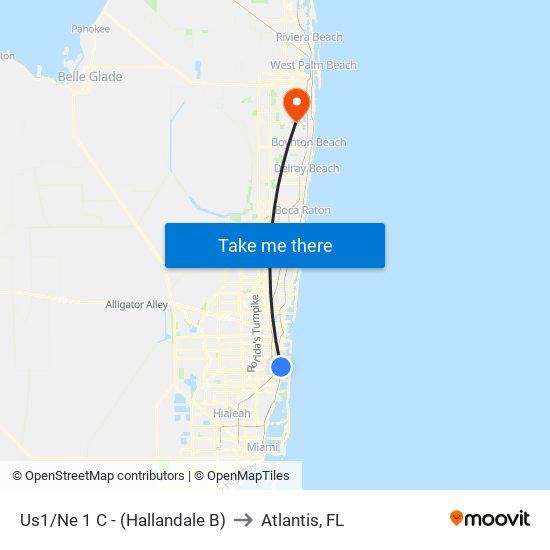 Us1/Ne 1 C - (Hallandale B) to Atlantis, FL map