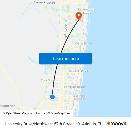 University Drive/Northwest 57th Street to Atlantis, FL map
