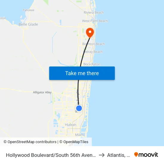 Hollywood Boulevard/South 56th Avenue to Atlantis, FL map