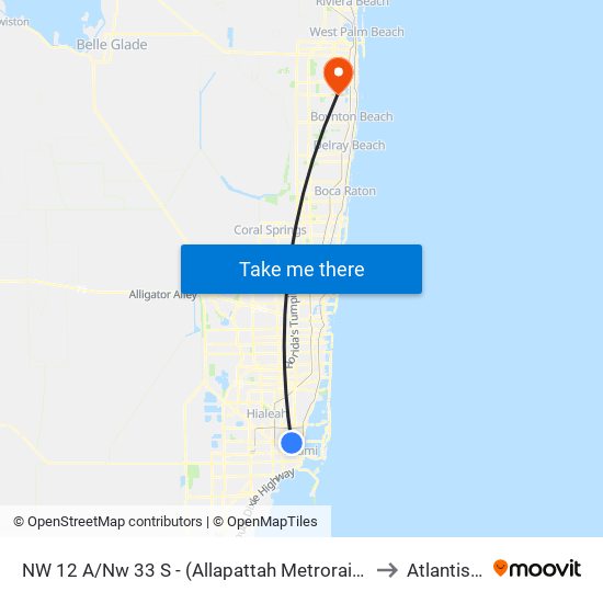 NW 12 A/NW 33 S - (ALLAPATTAH METRORAIL STATION) to Atlantis, FL map