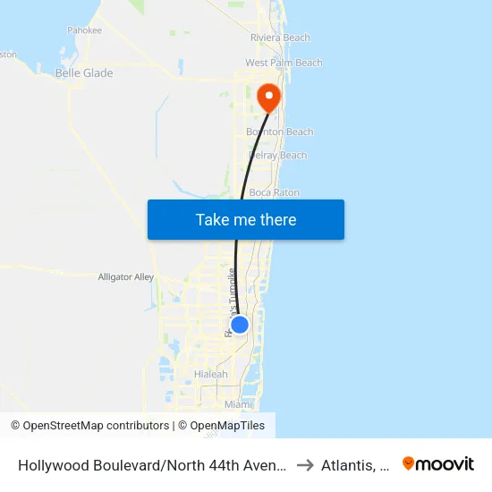 Hollywood Boulevard/North 44th Avenue to Atlantis, FL map