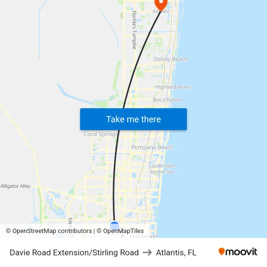 Davie Road Extension/Stirling Road to Atlantis, FL map