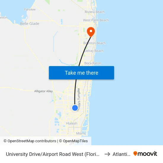 University Drive/Airport Road West (Florida State Hospital) to Atlantis, FL map
