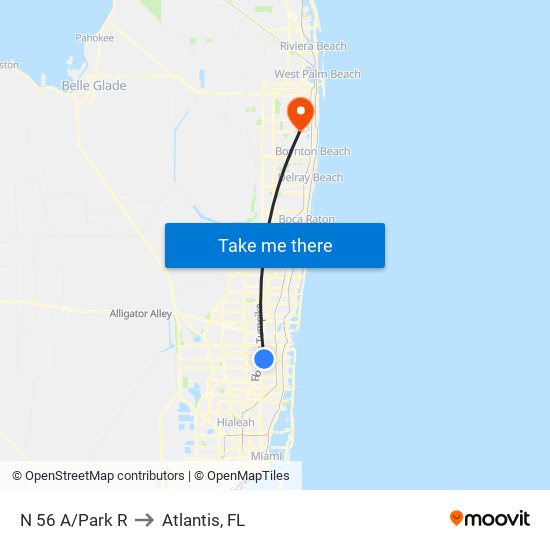 N 56 A/Park R to Atlantis, FL map