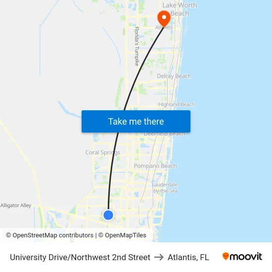 University Drive/Northwest 2nd Street to Atlantis, FL map