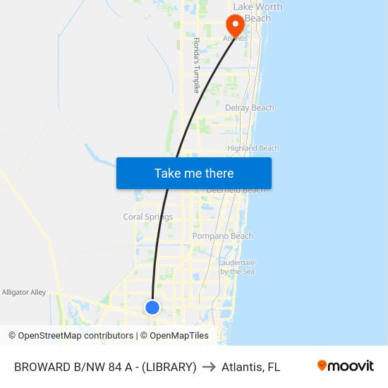 Broward B/Nw 84 A - (Library) to Atlantis, FL map