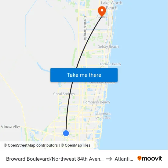 Broward Boulevard/Northwest 84th Avenue - (Library) to Atlantis, FL map