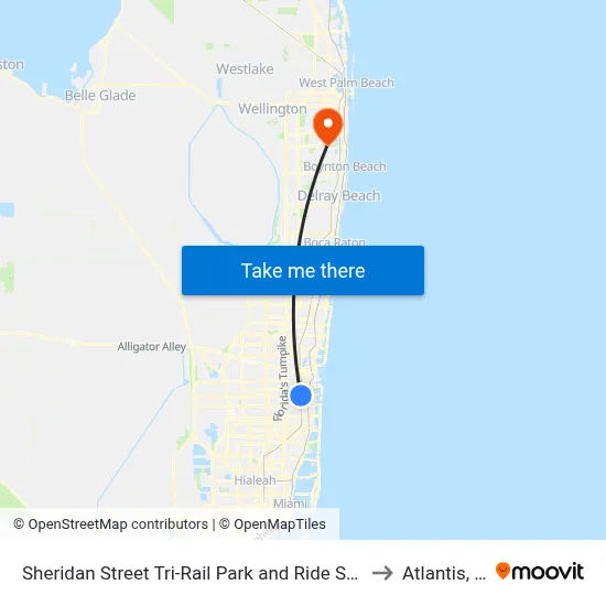 Sheridan Street Tri-Rail Park and Ride Station to Atlantis, FL map
