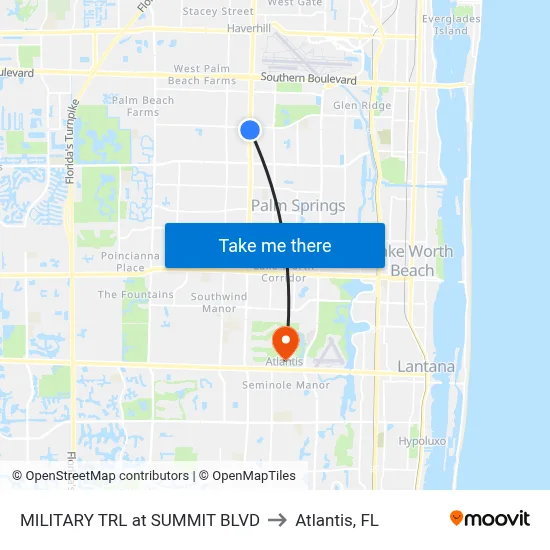 MILITARY TRL at SUMMIT BLVD to Atlantis, FL map