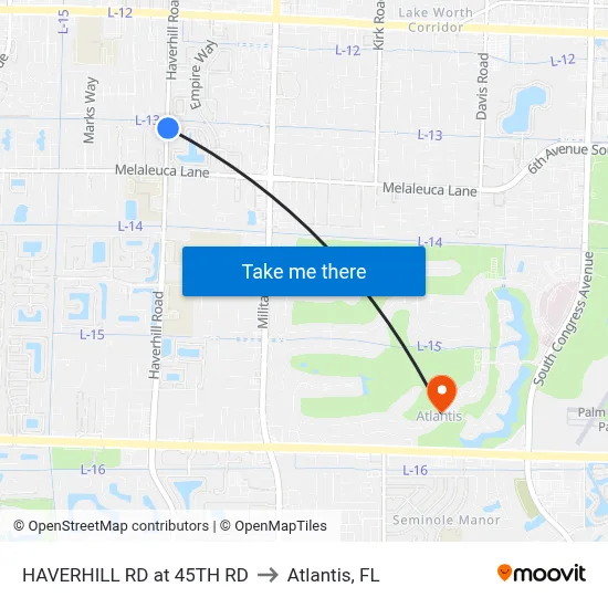 HAVERHILL RD at 45TH RD to Atlantis, FL map