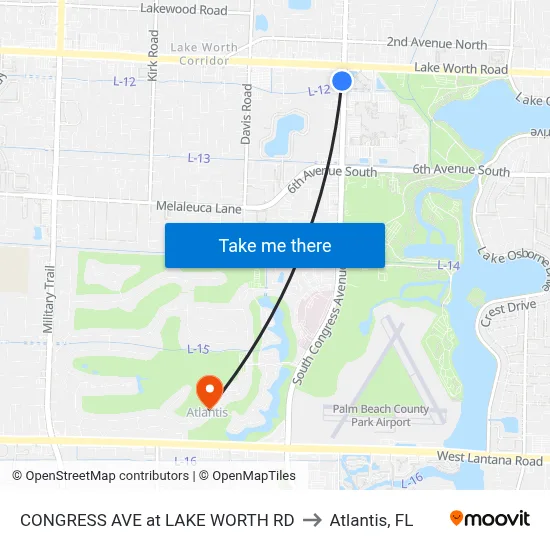 CONGRESS AVE at  LAKE WORTH RD to Atlantis, FL map