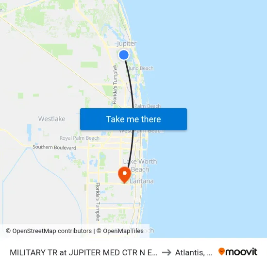 MILITARY TR at JUPITER MED CTR N ENT to Atlantis, FL map