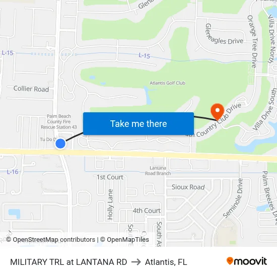 MILITARY TRL at  LANTANA RD to Atlantis, FL map