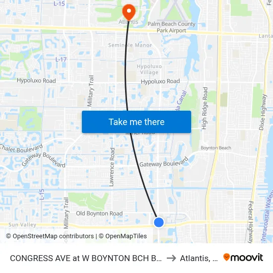 CONGRESS AVE at  W BOYNTON BCH BLVD to Atlantis, FL map