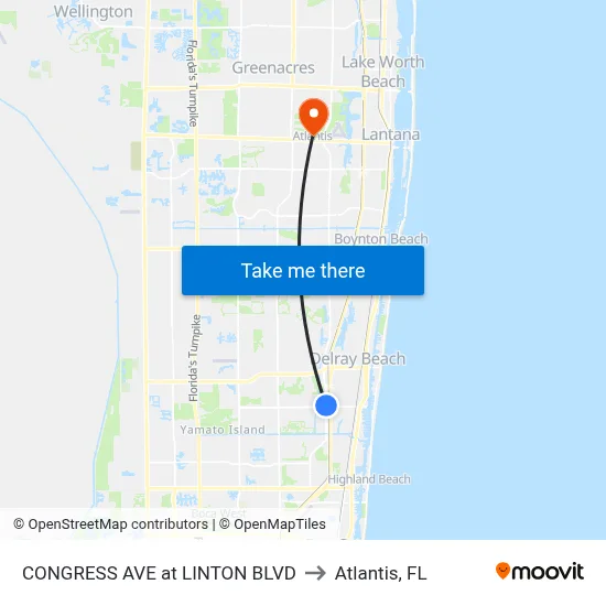 CONGRESS AVE at  LINTON BLVD to Atlantis, FL map