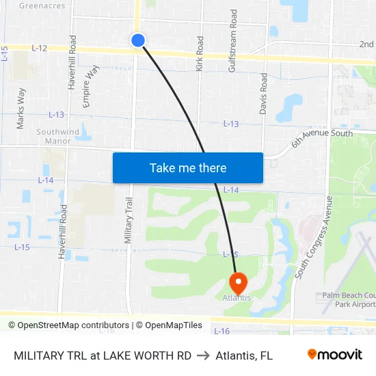 MILITARY TRL at LAKE WORTH RD to Atlantis, FL map