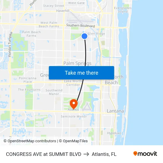 CONGRESS AVE at SUMMIT BLVD to Atlantis, FL map