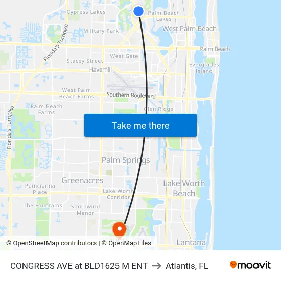 CONGRESS AVE at BLD1625 M ENT to Atlantis, FL map