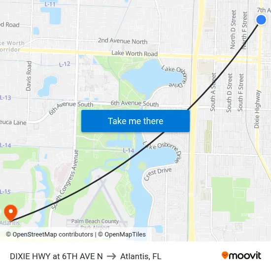 DIXIE HWY at 6TH AVE N to Atlantis, FL map