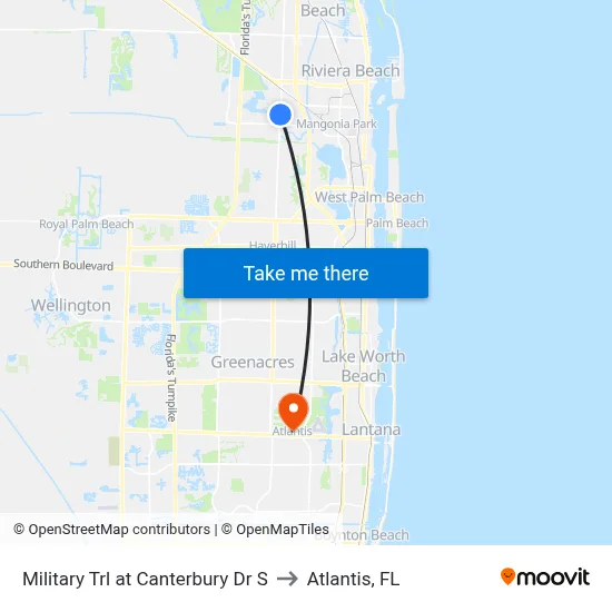 Military Trl at Canterbury Dr S to Atlantis, FL map