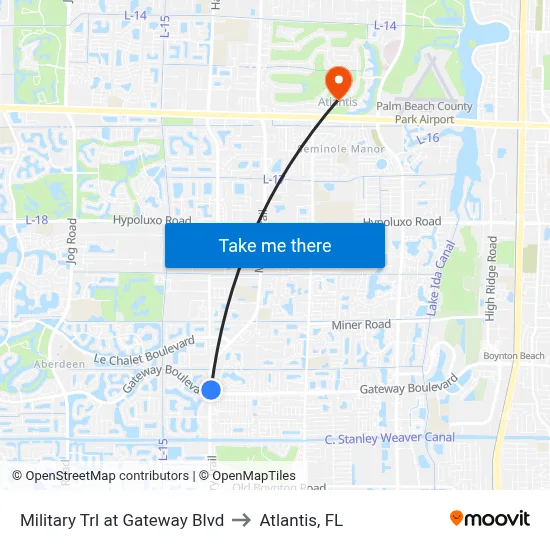Military Trl at Gateway Blvd to Atlantis, FL map