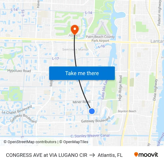 CONGRESS AVE at  VIA LUGANO CIR to Atlantis, FL map