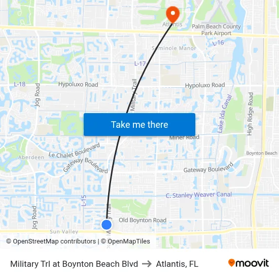 Military Trl at Boynton Beach Blvd to Atlantis, FL map
