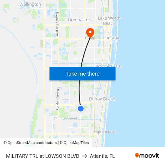 MILITARY TRL at  LOWSON BLVD to Atlantis, FL map