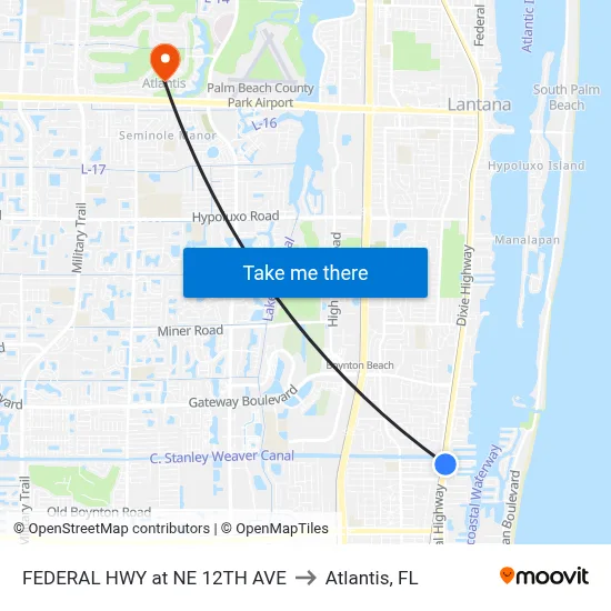 FEDERAL HWY at NE 12TH AVE to Atlantis, FL map