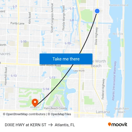 DIXIE HWY at KERN ST to Atlantis, FL map