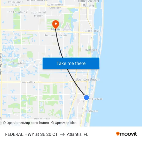 FEDERAL HWY at SE 20 CT to Atlantis, FL map