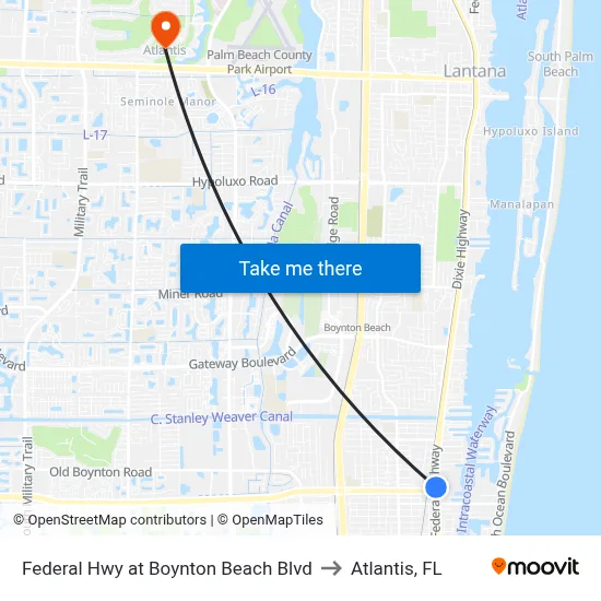 Federal Hwy at Boynton Beach Blvd to Atlantis, FL map
