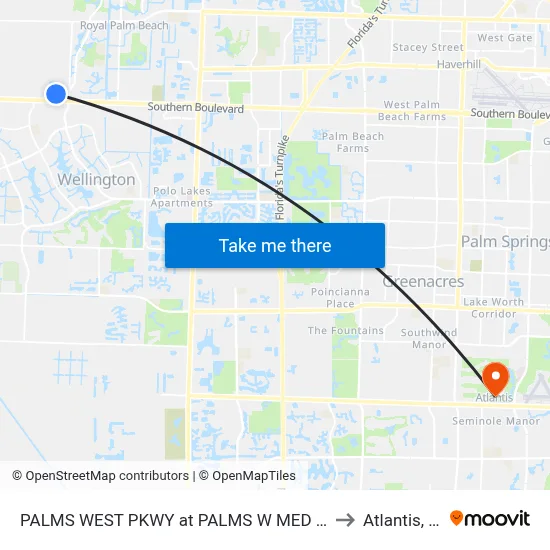 PALMS WEST PKWY at PALMS W MED CTR to Atlantis, FL map