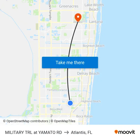 MILITARY TRL at  YAMATO RD to Atlantis, FL map