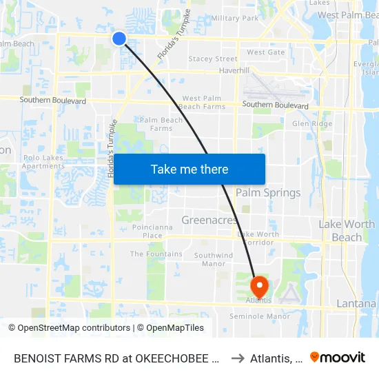 BENOIST FARMS RD at OKEECHOBEE BLVD to Atlantis, FL map