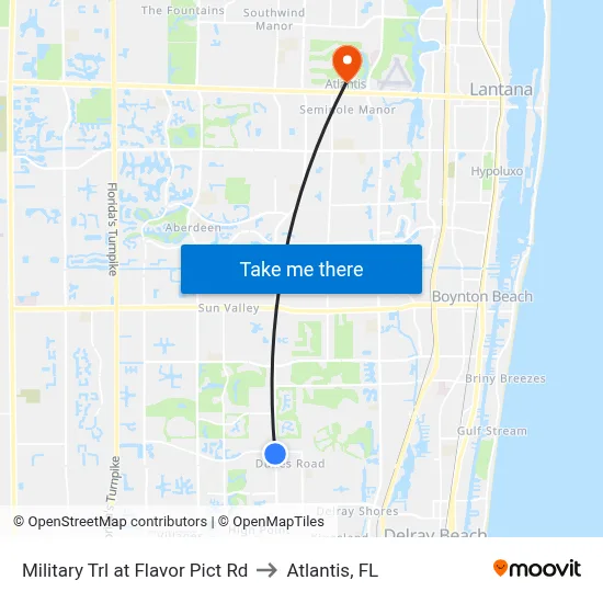 Military Trl at Flavor Pict Rd to Atlantis, FL map