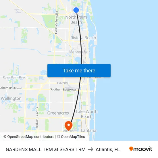 GARDENS MALL TRM at SEARS TRM to Atlantis, FL map