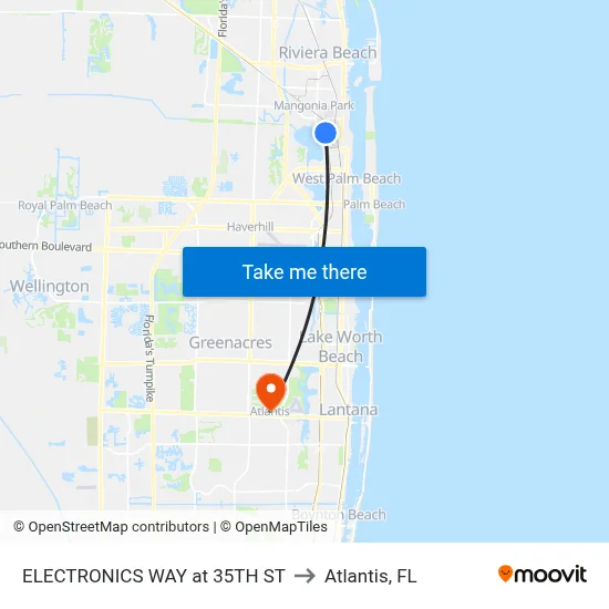 ELECTRONICS WAY at 35TH ST to Atlantis, FL map