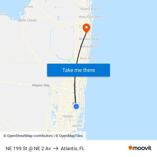 NE 199 St @ NE 2 Av to Atlantis, FL map