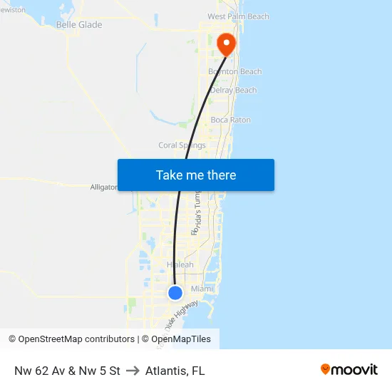 Nw 62 Av & Nw 5 St to Atlantis, FL map