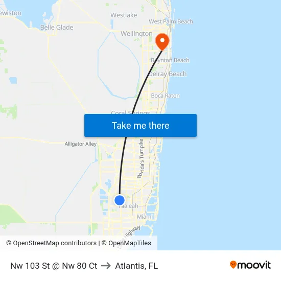 Nw 103 St @ Nw 80 Ct to Atlantis, FL map