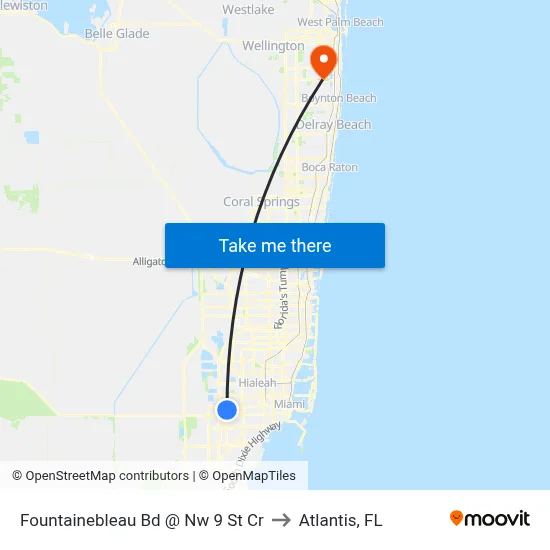 Fountainebleau Bd @ Nw 9 St Cr to Atlantis, FL map