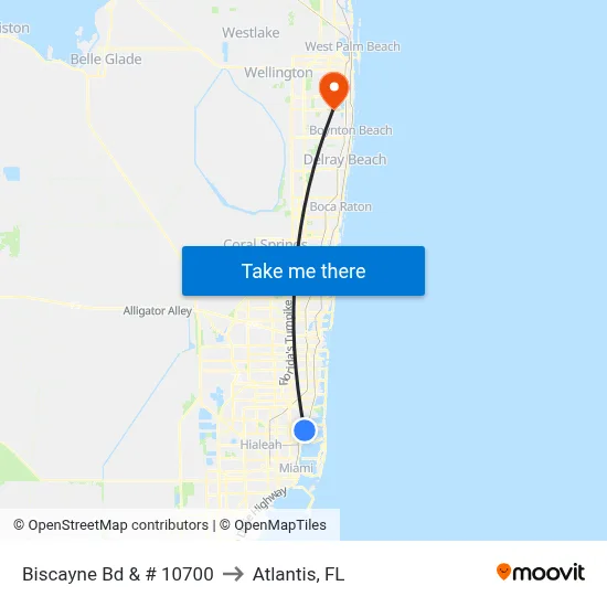 Biscayne Bd & # 10700 to Atlantis, FL map