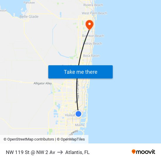NW 119 St @ NW 2 Av to Atlantis, FL map