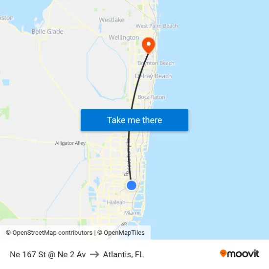 Ne 167 St @ Ne 2 Av to Atlantis, FL map