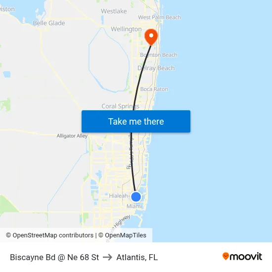 Biscayne Bd @ Ne 68 St to Atlantis, FL map
