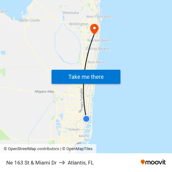 Ne 163 St & Miami Dr to Atlantis, FL map